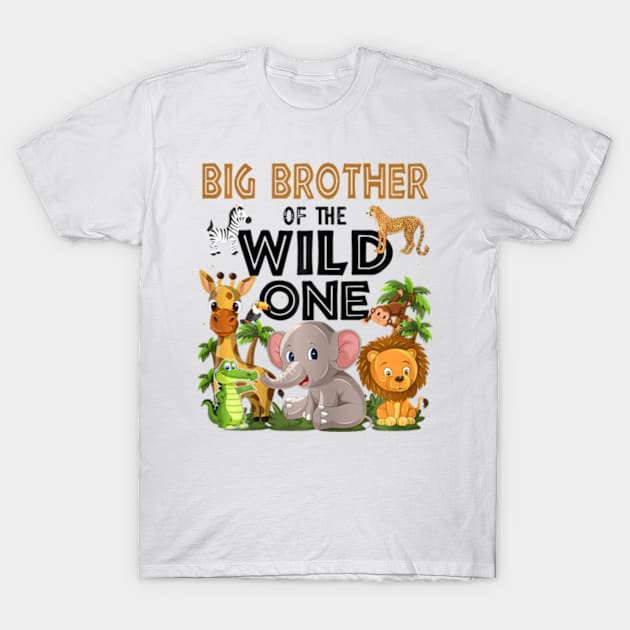 Big Brother Of The Wild One Birthday 1st Safari Jungle Famil T-Shirt by Eduardo